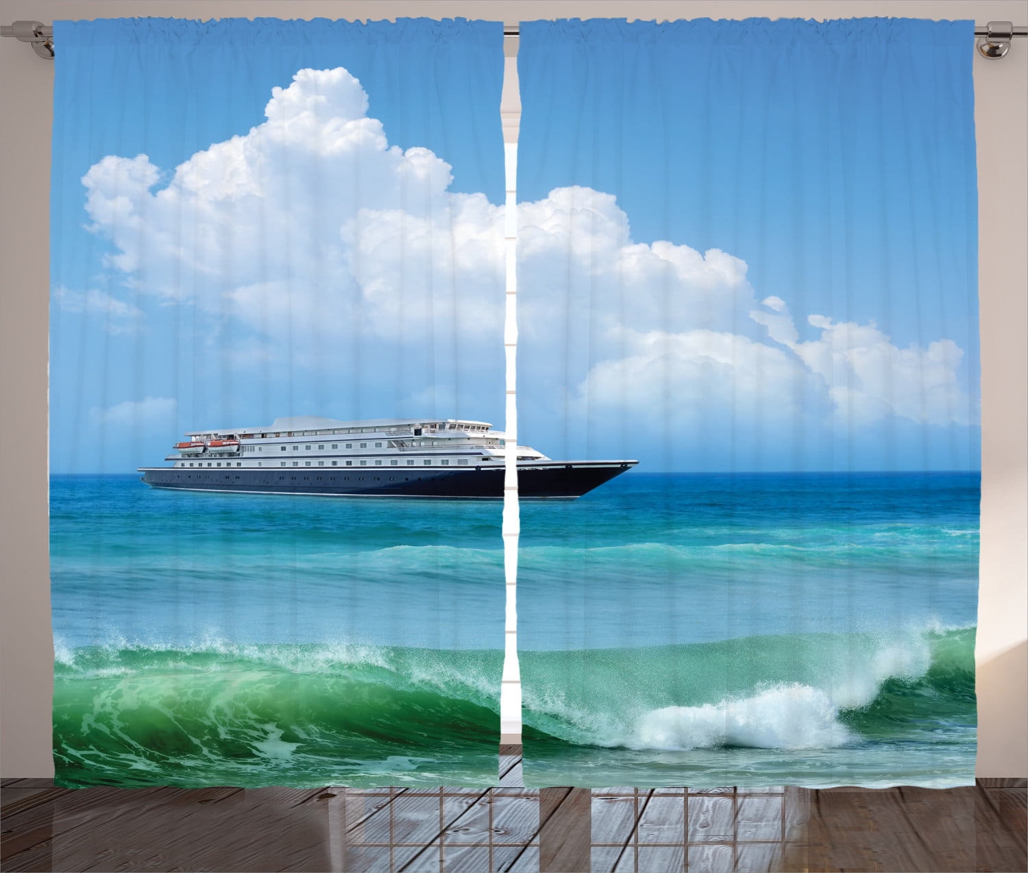 Nautical Decor Curtains 2 Panels Set Traveling View Of Ship In The   Nautical Decor Curtains 2 Panels Set Traveling View Ship Aquatic World Fluffy Clouds Day Time Landscape Window Drapes Living Room Bedroom 108W X 84L  5f5ad41a D02c 4488 8c9d 4ed96730c747 1.014d8f530c4a6fc9c4842e77f8aabb86 