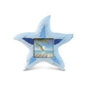 Nautical Decor - Light Blue Stripes Starfish Frame 2"X2"