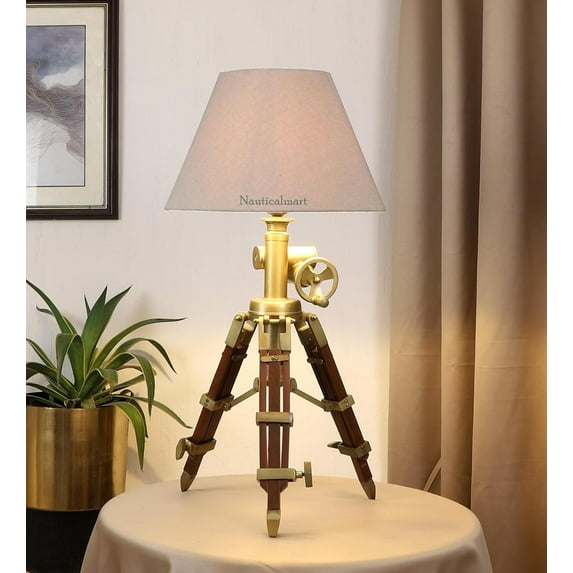 Nautical Decor Royal Marine Tripod Table Lamp Industrial Lamps (Shade Not Included), Industrial Bedside Desk Nightstand Lamp for Bedroom Living Room Office College Bookcase