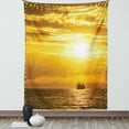 thumbnail image 1 of Nautical Decor Tapestry, Cargo Ship Sailing away When Sun Goes Down Disappears with Mystic Rays Art Photo, Wall Hanging for Bedroom Living Room Dorm Decor, 60W X 80L Inches, Yellow, by Ambesonne, 1 of 2
