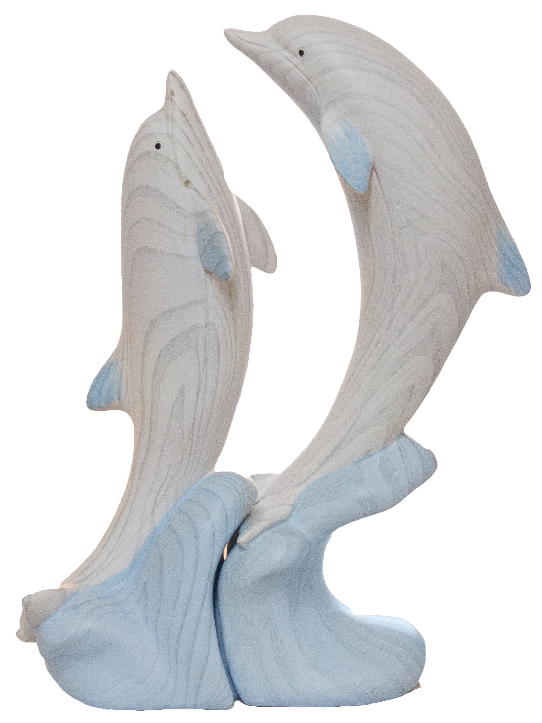 Set of 2 Blue and White Resin Dolphin Figurines