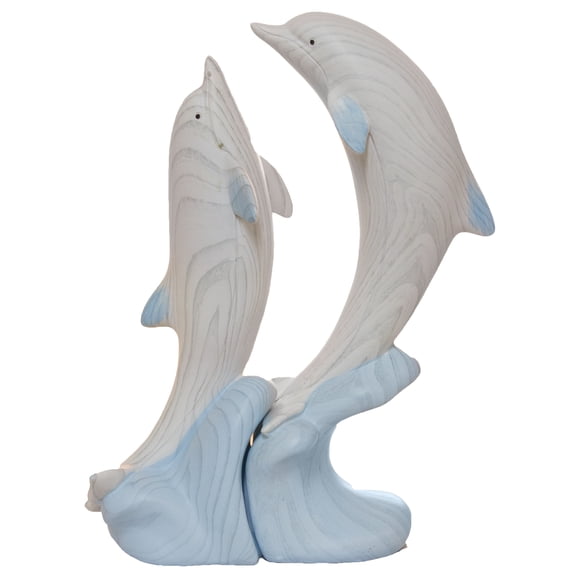 Nautical Decoration - Set Of 2 Small Swimming Dolphin Figurines