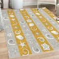 thumbnail image 1 of Nautical Decorative Rug, Marine Theme Sea Animals Fishes Shells on Striped Blue Background, Quality Carpet for Bedroom Dorm and Living Room, 6 Sizes, Blue Grey, by Ambesonne, 1 of 4