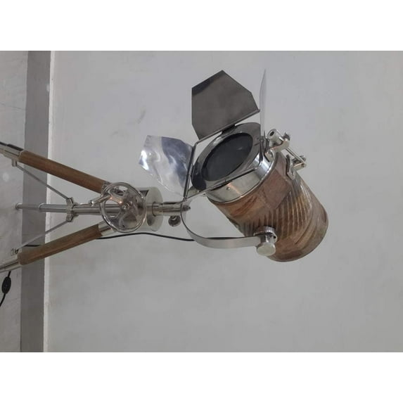 Nautical Designer Collectible Wooden Spot Search light Tripod Lamp Decor