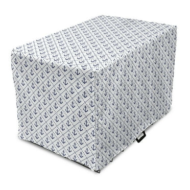 Nautical Dog Crate Cover, Anchors Pattern of Diamond Shaped Dots Marine Navy Sailing Illustration, Easy to Use Pet Kennel Cover Small Dogs Puppies Kittens, 7 Sizes, Night Blue and White, by Ambesonne