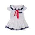 thumbnail image 1 of Nautical Dress Girl Sailor Suit Cotton Dresses Easter Dresses Birthday Party Trendy Spring Summmer Outfit Fashion Cothes #White 12-18 Months, 1 of 1