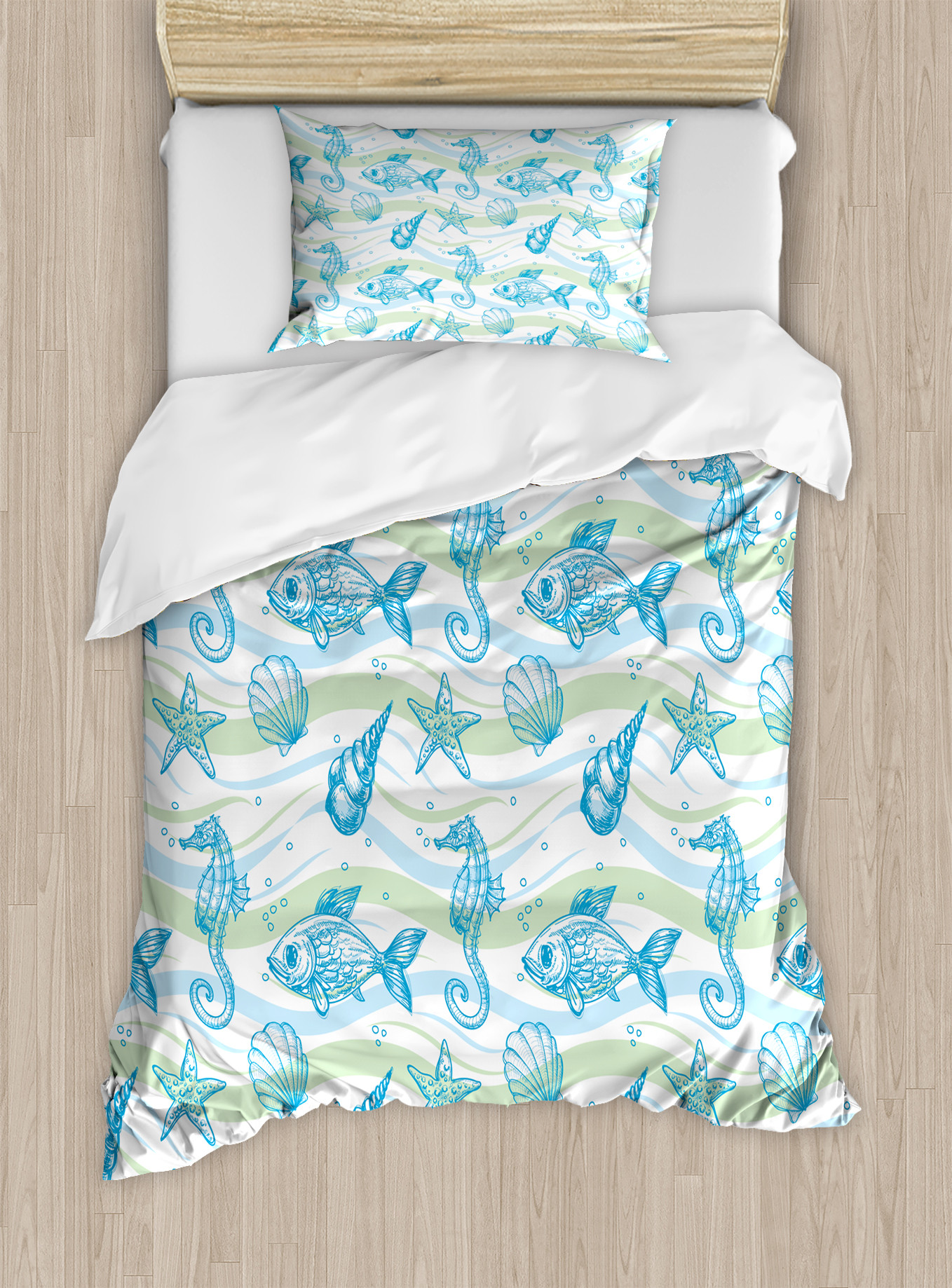 Starfish Pattern Print Duvet Cover Bedding Set