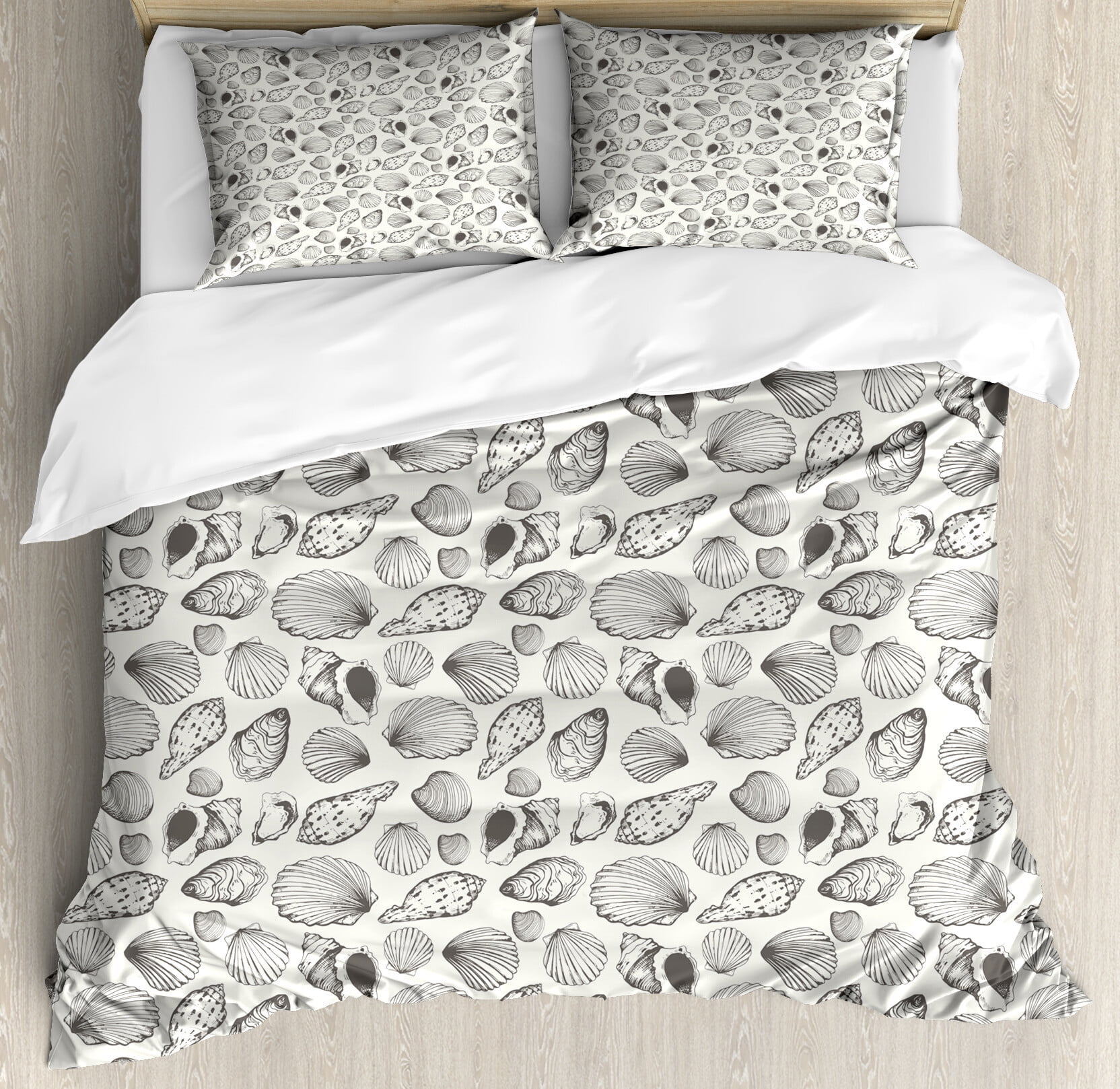 Nautical Duvet Cover Set, Sketch Style Pattern with Continuous ...
