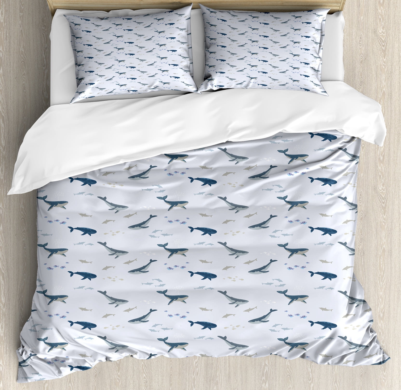 Navy Snail Pattern Print Duvet Cover Bedding Set
