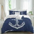 thumbnail image 1 of Nautical Duvet Cover Set Twin Size Anchor Rope Coastal Navy Blue Minimalist Soft Lightweight Comforter Covers 4 Piece Bedding Set with 1 Duvet Cover 1 Bed Sheet & 2 Pillow Shams, 1 of 8
