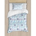 thumbnail image 1 of Nautical Duvet Cover Set, Various Sea Shell Pattern Underwater Bubbles Ocean Maritime Print, Decorative 2 Piece Bedding Set with 1 Pillow Shams, Twin Size, Indigo Pale Blue Purple, by Ambesonne, 1 of 3