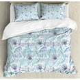 thumbnail image 1 of Nautical Duvet Cover Set, Various Sea Shell Pattern Underwater Bubbles Ocean Maritime Print, Decorative 3 Piece Bedding Set with 2 Pillow Shams, King Size, Indigo Pale Blue Purple, by Ambesonne, 1 of 3
