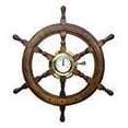 thumbnail image 1 of Nautical Elegance: 24" Wooden Ship Wheel Clock with Porthole Jhanjhat Mount - White Roman Dial., 1 of 1