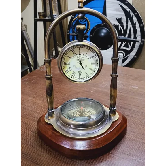 Nautical Elegance Antique Brass Desk Clock