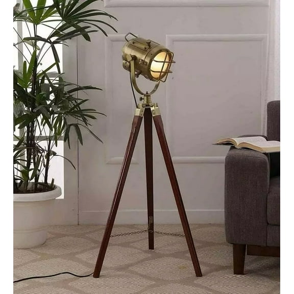 Nautical Elegant Floor Lamp Spotlight Wooden Tripod Stand lamp Vintage Living room Bedroom lamp Home Decor