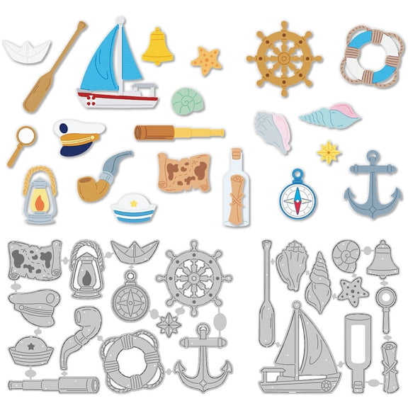 Nautical Elements Die Cuts for Card Making Ship Anchor Carbon Steel Cutting Dies Scrapbooking Embossing Template Dies for Summer Holidays Album