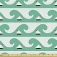 thumbnail image 1 of Ambesonne Nautical Fabric by the Yard Upholstery, Little Sailboats and Waves, 3 Yards, Seafoam Vermilion, 1 of 5
