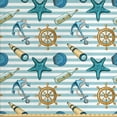 thumbnail image 1 of Ambesonne Nautical Fabric by the Yard Upholstery, Anchor Wheel Starfish, 5 Yards, Blue and Apricot, 1 of 4
