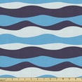 thumbnail image 1 of Ambesonne Nautical Fabric by the Yard Upholstery, Horizontal Curves Design, 5 Yards, Indigo and Sky Blue, 1 of 5