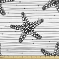 thumbnail image 1 of Ambesonne Nautical Fabric by the Yard Upholstery, Starfish on Uneven Stripes, 3 Yards, Charcoal Grey and White, 1 of 4