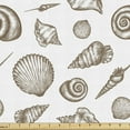 thumbnail image 1 of Ambesonne Nautical Fabric by the Yard Upholstery, Hand Drawn Seashell Motifs, 1 Yard, Umber and White, 1 of 5
