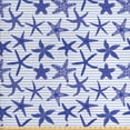 thumbnail image 1 of Ambesonne Nautical Fabric by the Yard Upholstery, Various Starfishes Stripes, 5 Yards, White Indigo Ceil Blue, 1 of 4