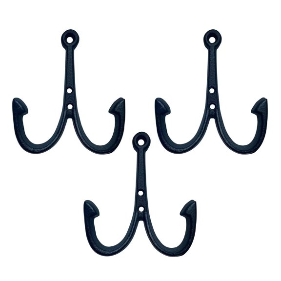 Nautical Fish Hook Wall Hooks for Towels Coats Keys 3 Piece Set