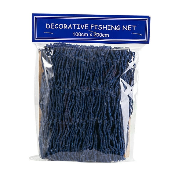 Nautical Fishing Net Decor Cotton Threadcoastal Wall Hanging Party, Nautical Fishing Net Coastal Decor Wall Hanging for Home Party Beach Theme Background 1X2 Meters