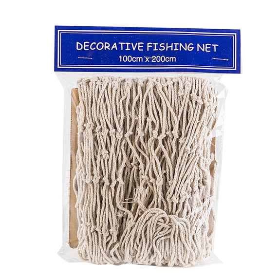 Nautical Fishing Net Wall Hanging, Coastal Jute Rope Decor with Shells, 39" X 79" Beach Theme Photo Backdrop for Nursery Classroom, Rustic Mantel Door Decoration for Ocean , 1× Fishing Net Decoration