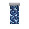thumbnail image 1 of Nautical Fitted Sheet & Pillow Sham Set, Cartoon Style Corals Seaweeds Repetitive Retro Illustration Art, Decorative Printed 2 Piece Bedding Decor, Twin, Dark Lavender and Sea Blue, by Ambesonne, 1 of 2