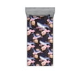thumbnail image 1 of Nautical Fitted Sheet & Pillow Sham Set, Watercolor Style Repetitive Whales and Flowers Pattern Ornament, Decorative Printed 2 Piece Bedding Decor, Twinxl, Dark Lavender and Soft Pink, by Ambesonne, 1 of 1