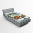 thumbnail image 1 of Nautical Fitted Sheet, Sailing Theme Retro Old Times Fisherman Ribbon Fishing Sea Food Crab, Soft Decorative Fabric Bedding, Twin Size, Mint Green Multicolor, by Ambesonne, 1 of 2