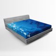 thumbnail image 1 of Nautical Fitted Sheet, Underwater with Sharks Old Ship Compass Windrose Deep Water Bubbles Illustration, Soft Decorative Fabric Bedding, Full Size, Blue White, by Ambesonne, 1 of 2