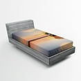 thumbnail image 1 of Ambesonne Nautical Fitted Sheet, Boat on Beach Dusk, Twin Size, Blue Peach, 1 of 2