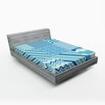 thumbnail image 1 of Ambesonne Chevron Fitted Sheet, Zigzags Wavy Anchor, Queen Size, Turquoise Teal Blue, 1 of 2