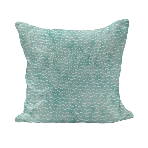 Nautical Fluffy Throw Pillow Cushion Cover, Soft Pastel Colored Ocean Sea Waves Pattern Summer Vibes Inspired Graphic, Decorative Square Accent Pillow Case, 26" x 26", Turquoise White, by Ambesonne