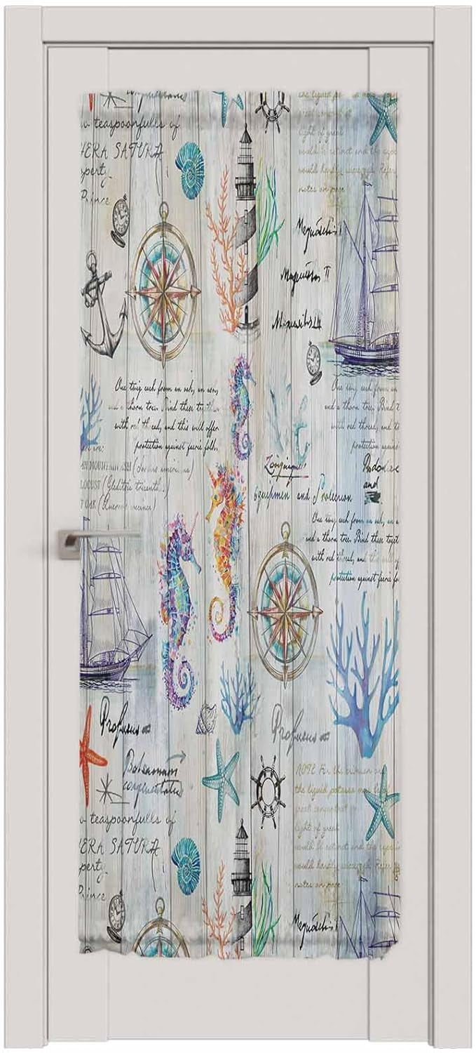Nautical French Sidelight Front Door Curtain For Door Window,Long Side