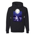 thumbnail image 1 of Nautical Full Moon Bottlenose Dolphin Fashion Graphic Hoodie Sweatshirt, Black, Small, 1 of 1