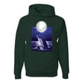 thumbnail image 1 of Nautical Full Moon Bottlenose Dolphin Fashion Graphic Hoodie Sweatshirt, Forest Green, Small, 1 of 1