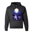 thumbnail image 1 of Nautical Full Moon Bottlenose Dolphin Fashion Graphic Hoodie Sweatshirt, Heather Black, Medium, 1 of 1