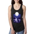 thumbnail image 1 of Nautical Full Moon Bottlenose Dolphin Fashion Ladies Racerback Tank Top, Black, Medium, 1 of 1