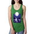 thumbnail image 1 of Nautical Full Moon Bottlenose Dolphin Fashion Ladies Racerback Tank Top, Kelly, Medium, 1 of 1