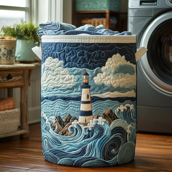 Nautical Glow Quilted Laundry Basket