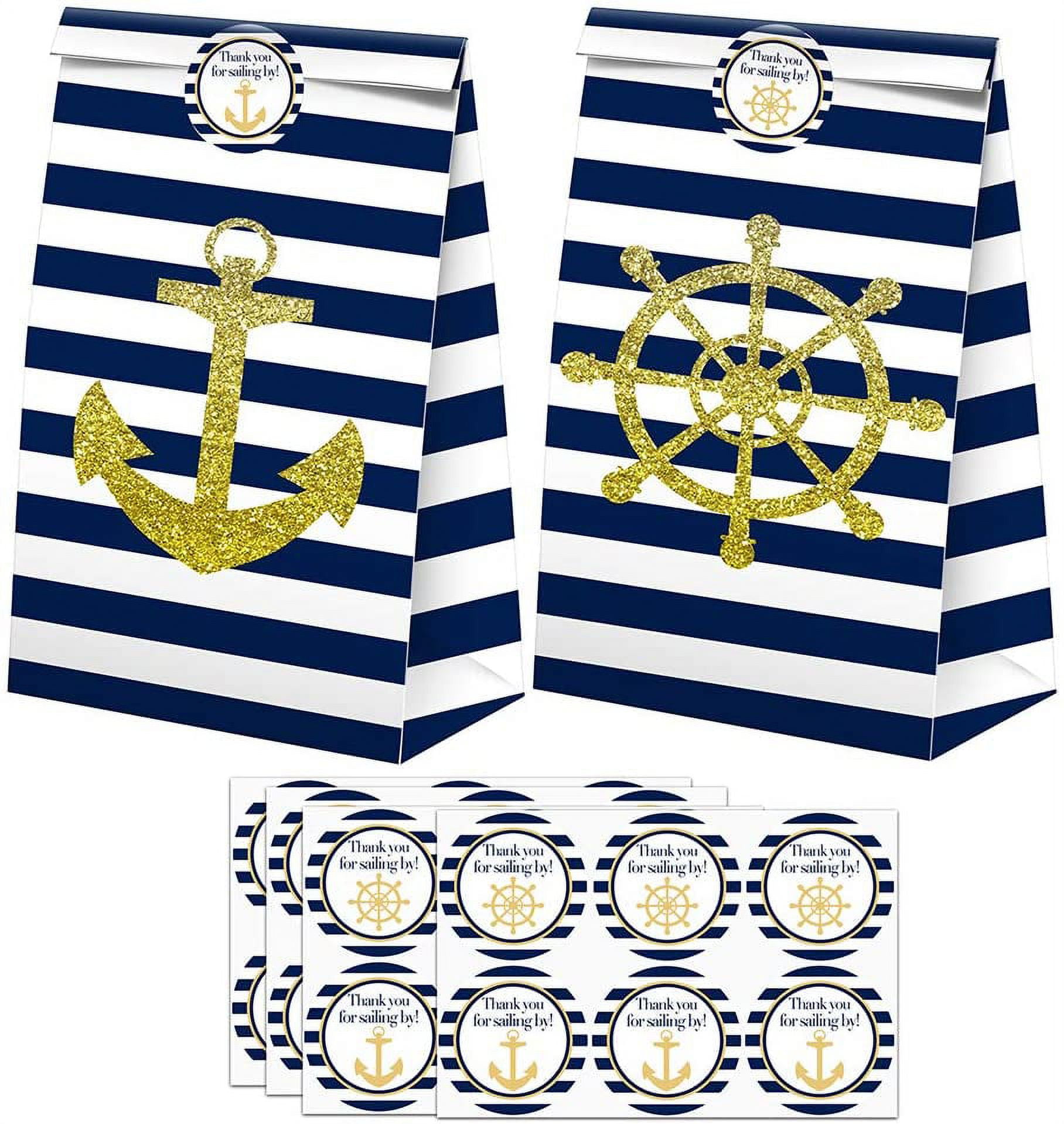 Nautical Goodie Bags-24 Pcs Nautical Party Favors Candy Bags with