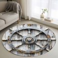 thumbnail image 1 of Nautical Gray Rudder Round Rugs for Living Room 3ft Vintage Wooden Broad Coastal Non Slip Circle Rug Washable Low-Profile Indoor Carpet for Bedroom, Dining Room, Bathroom, 1 of 9