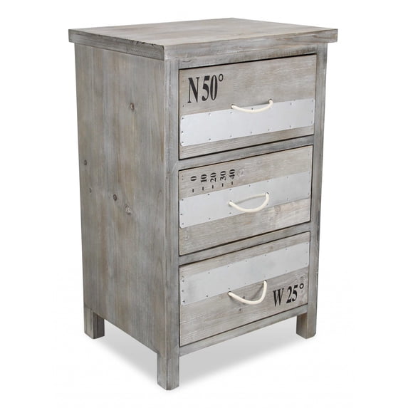 Nautical Gray Wash Wood Accent Cabinet