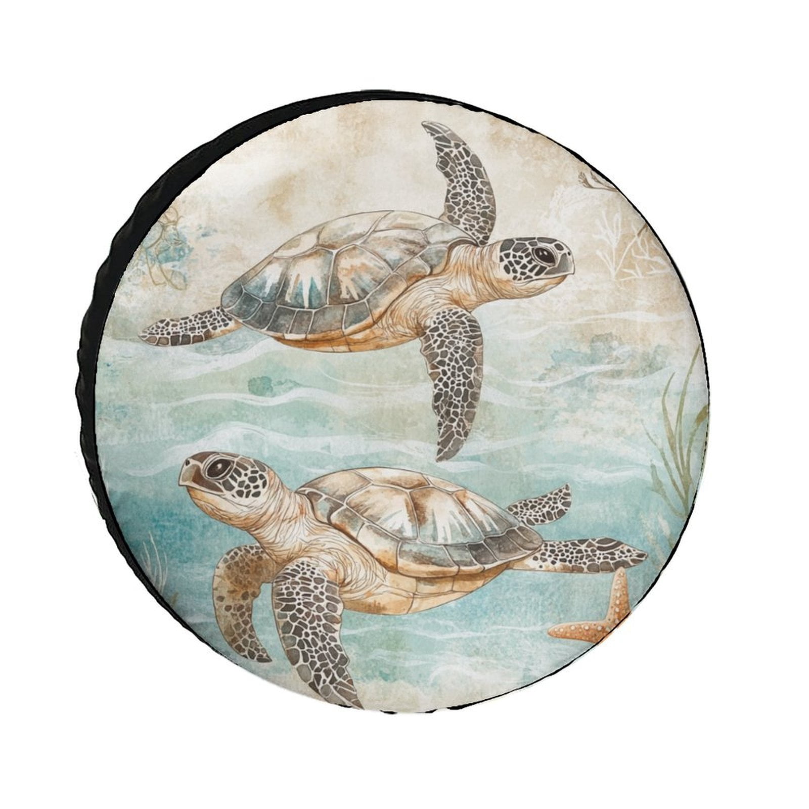 Nautical Green Sea Turtles Beach Theme Camping Spare Tire Cover Beach ...