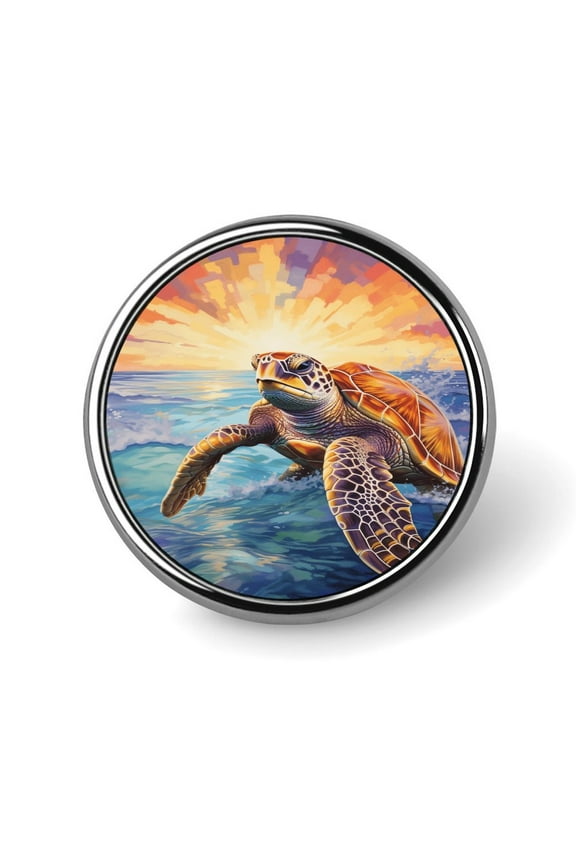 Nautical Green Sea Turtles Custom Round Lapel Pin Personalized Brooch Badge Hat Clothing Jewelry Accessories for Wedding Party