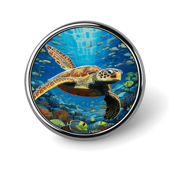 Nautical Green Sea Turtles Round Badge Pin Brooches Metal Button Badges for Hats Jackets Shirts Decor