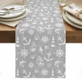 thumbnail image 1 of Nautical Grey Table Runner - 120 Inch Long, Kitchen Dining Table Runner Dresser Scarves, Retro Sailing Boat Map Anchor Rudder Farmhouse Decor for Coffee Tables Wedding Party Banquet, 1 of 8
